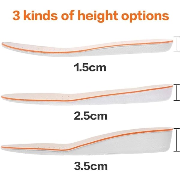 2 par - Höjd 3,5 cm, lämplig för skostorlek 35-40 - Öka innersulans höjd 1,5 cm/2,5 cm/3,5 cm Andningsbar Full sko Öka inre kudde Osynlig i