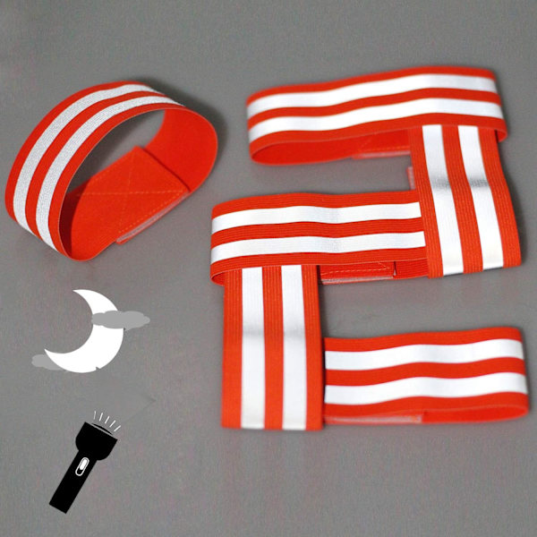 Orange 6X elastiska reflexarmband, säkerhetsreflexband för promenader, cykling, hund, promenader, jogging, cykling, justerbar hög synlighet handledsband