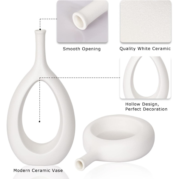2 set moderna dekorativa ihåliga ovala vaser, vardagsrum, kök, kontor, hem, bord (30cm+25cm)