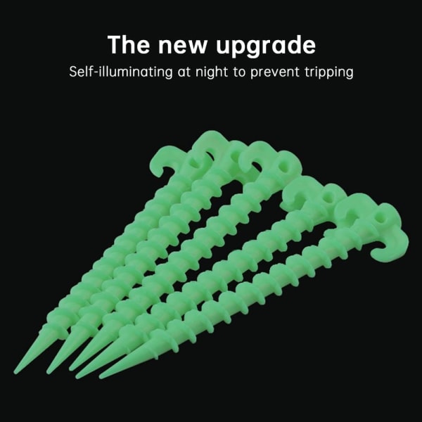 10 stk - Lysende teltplugger Teltplugger Utendørs Camping Fiske Selvlysende Spiralplugger 20cm 7,8 tommer