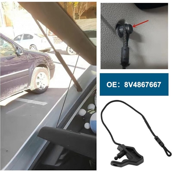 1x ersättningssnöre för vänster hatthylla 8v4867667 kompatibel med Audi A3/S3 2013-2016 rem för svart bakre hatthylla
