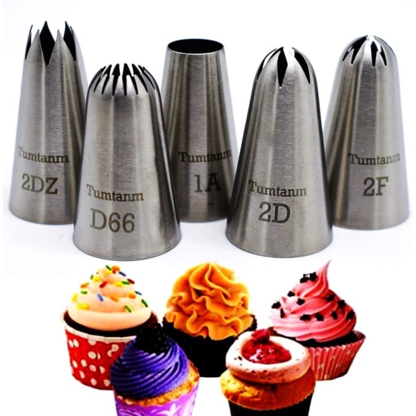 5 pcs large icing nozzles for cake and cupcake decorating