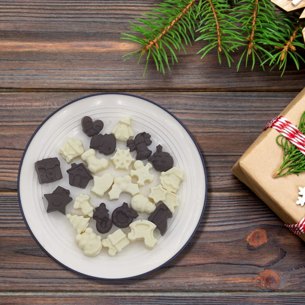 Julechokoladeform, 1 pakke 25-huls jule silikoneform slikform non-stick kage bageværktøj med julemotiver til chokoladekage