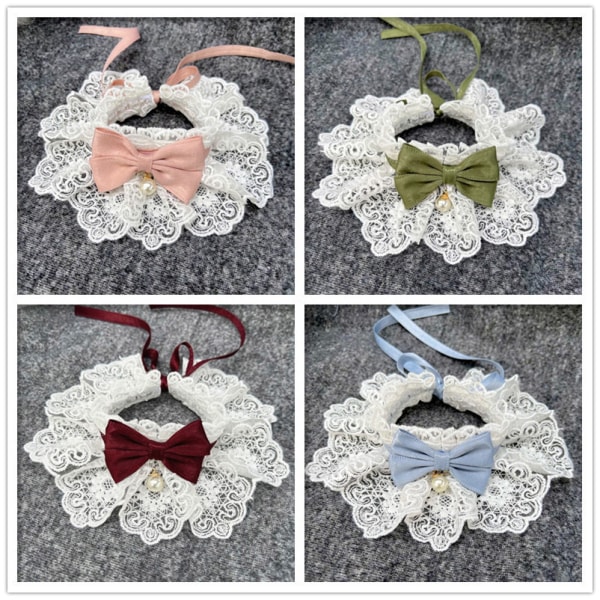 (Rosa) Liten haklapp broderi triangel kläder fashionabla kostym med justerbar scraft haklappar för husdjur hundar accessoarer klassisk halsduk katt husdjur klänning