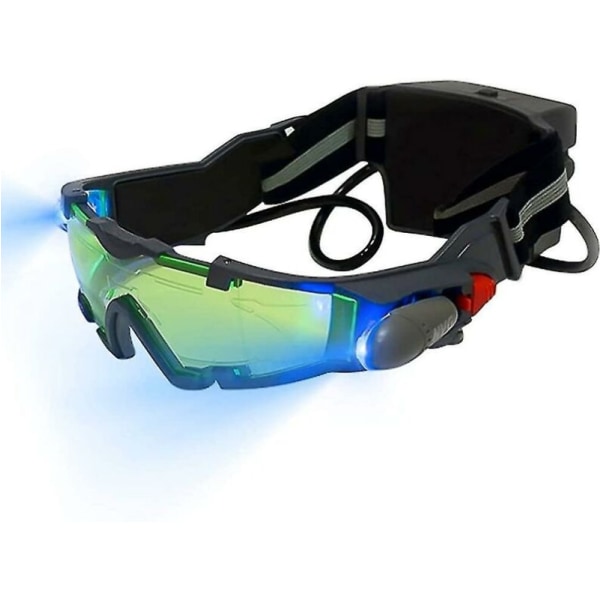 Nattsynsbriller for barn, justerbare LED-nattbriller med flip-up grønn linse, Spy Night Vision-briller