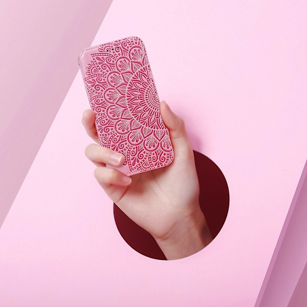 Minilommebok i vaffelmønster til iPhone 12 - Rosa