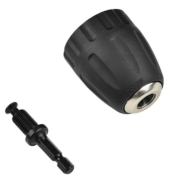 0,8-10 mm 3/8-24UNF Nyckellös borrchuck med 1/4 sexkantsskafthållare tillbehör (Ny stil utan) för borr