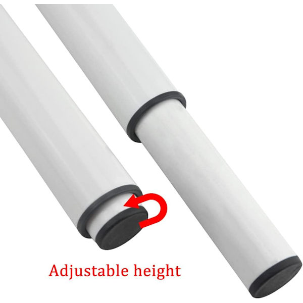 Sæt med 4 robuste og justerbare metalben til borde, senge, sofaer (25-42 cm, hvid)