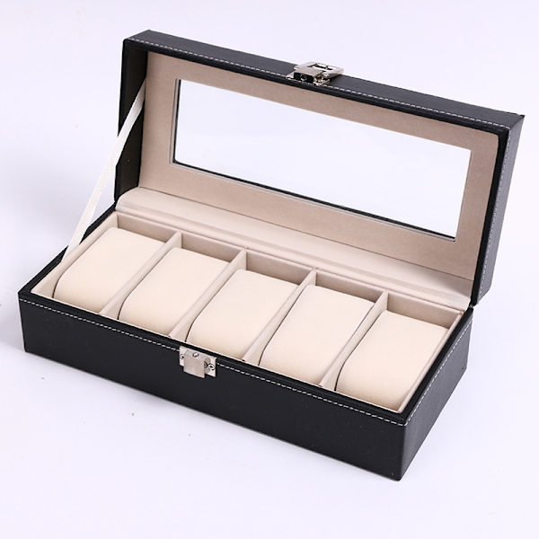 Display, Box, Watch Box, 5 fack, Julgåva, Svart