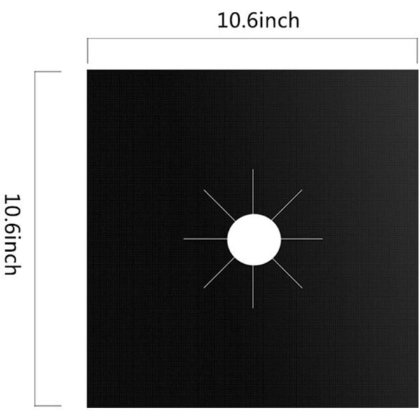 Sett med 8 gjenbrukbare, ikke-klebende og varmebestandige lokk for gassbluss Svart 27*27 cm