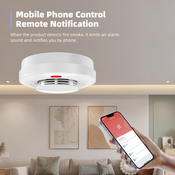 Tuya WiFi røykvarsler, brannsikker lydalarm sensor, mobiltelefonapplikasjon, SOSH alarm alarm alarm alarm