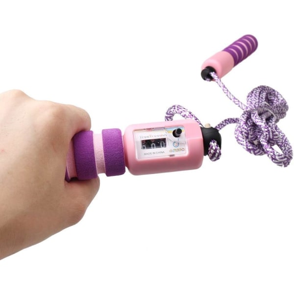 Hopprep med räknare för barn (lila), justerbar hopprep för fitness och träning för pojkar och flickor