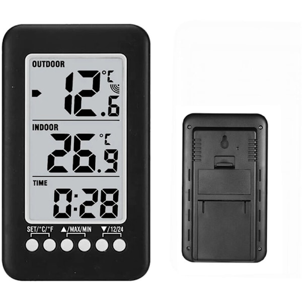LCD trådlös digital termometer med elektronisk temperatursensor för inomhus- och utomhusmiljö, meteorologisk klocka, trådlös sändare,