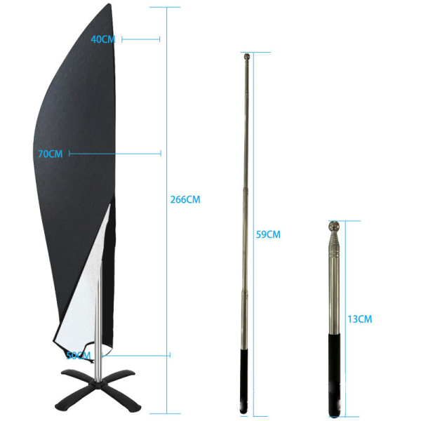 Paraplyskydd, vattentätt, UV-skydd Paraplyskydd för utomhusbruk med dragkedja, 210D vattentätt Oxford-tyg, 280cm:3081