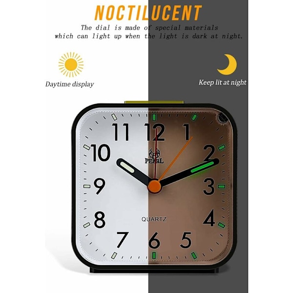 Morgenvækkeur, 3D Digital Quartz Analog Vækkeure, Lille Stille Ikke-tikende Rejsevækkeur, Ideelt Lys Vækkeur til Familie/Kontor