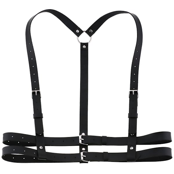 Punk Læder Body Chain (Sort) Dame Bælte Body Chain Bryst Kæde Sort Body Chain Bælte Justerbar Damer Piger Rollespil Sexede Damer