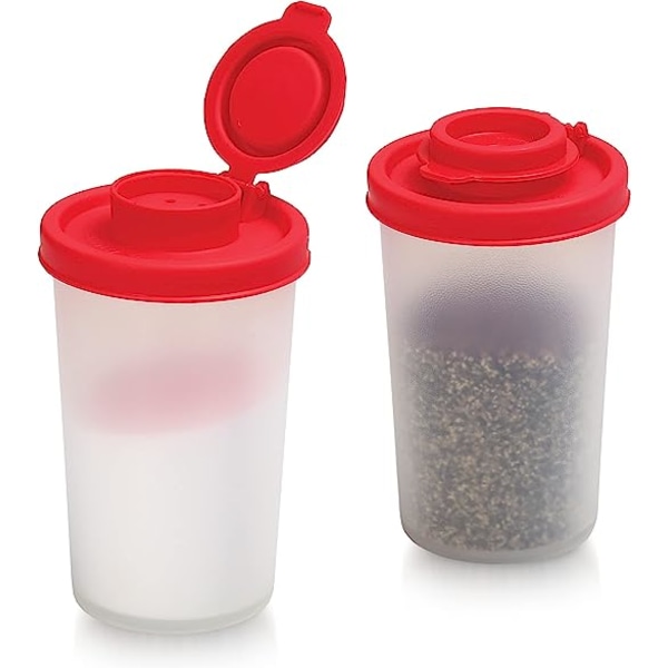 140 ml, sett med 2, BPA-frie salt- og pepperristere i klar plast,