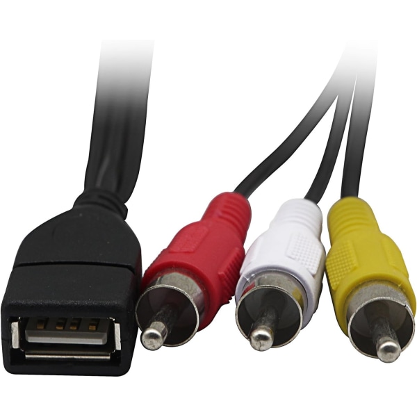 USB till 3RCA-kabel, 1,5 m, USB 2.0 hona typ A till 3 RCA hane, komposit AV-ljud- och videokabeladapter för TV/Mac/PC