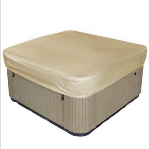 Vanntett polyester firkantet boblebadtrekk utendørs spa-trekk firkantet beige (220*220*30cm)