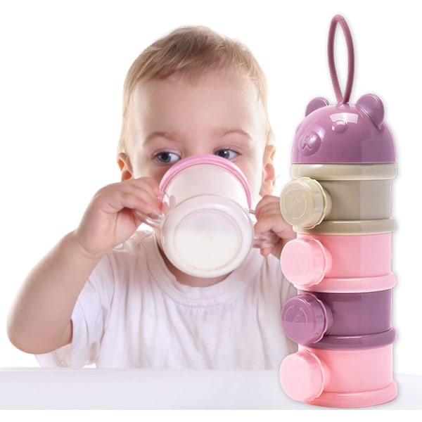 Lila - formelmatare, 4 fack formelmatare, stapelbar formelmatare, bärbar baby formelmatare