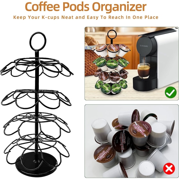 Kaffe Kapselhållare, Kaffe Kapsel Väska Karusellhållare Organizer, Kompatibel med 36 Positioner, Avtagbar Hemmakontor K Cup Hållare för Disk, 360 D