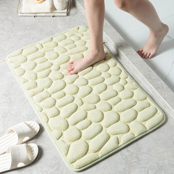 Pebble Embossed Gulvmatter, Bad Entré Antiskli Absorberende Gulvmatter (Lysegrønn, 50*80CM)