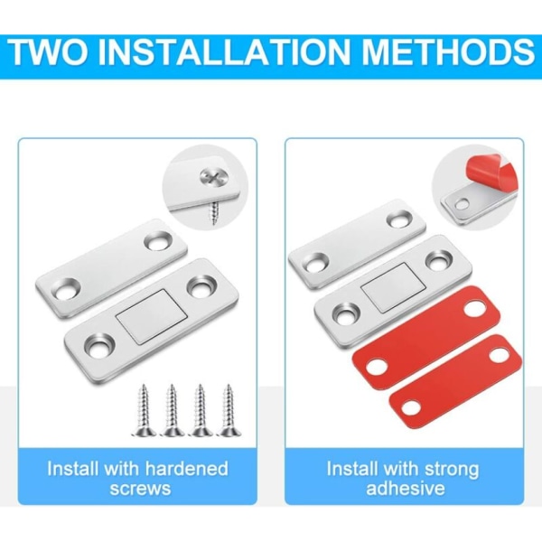 4 stk. Ultra tynde magnetiske låse i rustfrit stål til køkkenskabe, skabe og skuffer