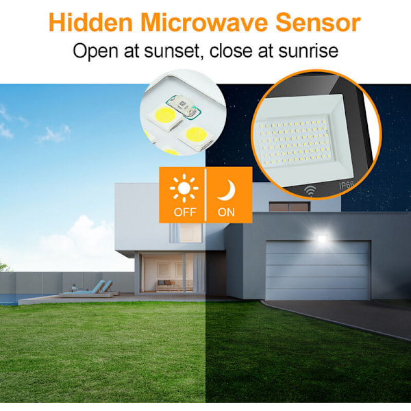 Hengda LED Projektor 10W Svart Varmhvit Bevegelsessensor 3000K