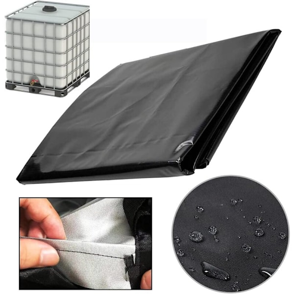 1000L IBC Tankskydd, 420D Vattentankskydd, Anti-UV Tankskydd, IBC Tankskydd med Dragkedja, 120 x 100 x 116 cm (Svart)