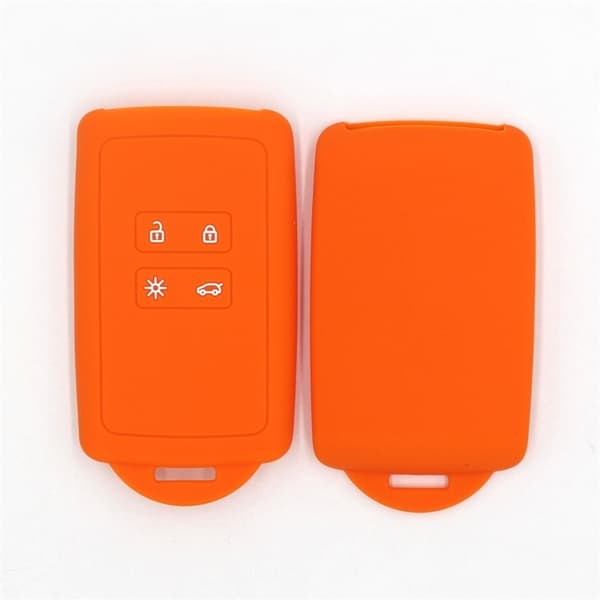 Orange nøglebeskyttelse til Renault Smart Key 4 knapper - Blød silikoneskal med nøglehoved