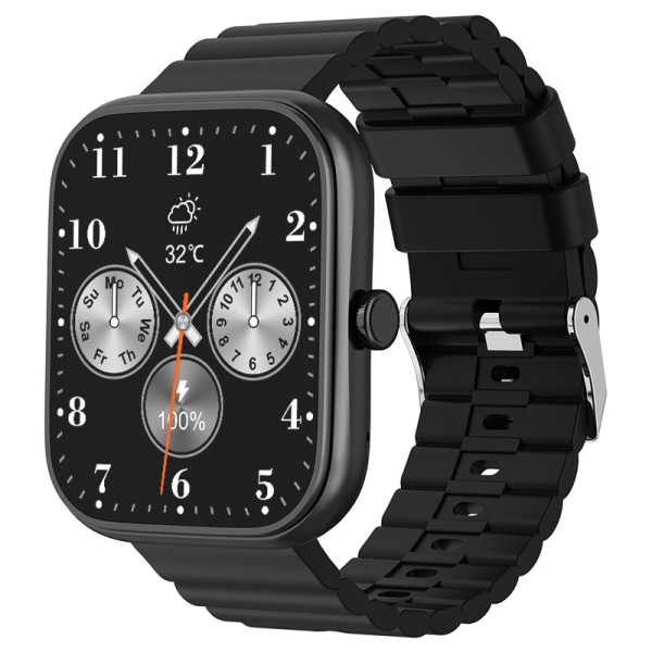 Smart Watch Bluetooth-opkald Fitness Tracker Pulsmåler Fuld Touch Musik Sport Smartwatch til mænd kvinder IOS Android(sort)