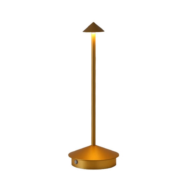 (Guld) Bärbar uppladdningsbar bordslampa, batteridriven, 3-tonsbelysning, anpassad för sovrum, restaurang, bar