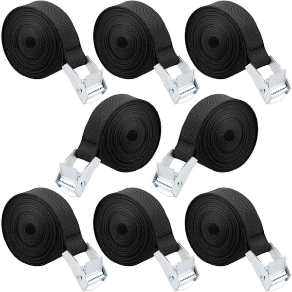 Spännband, 8 Stycken Spärrband Låsband med Spänne Fästband för Motorcykel Bil, Cykelställ Bagage 2,5 cm x 1 m