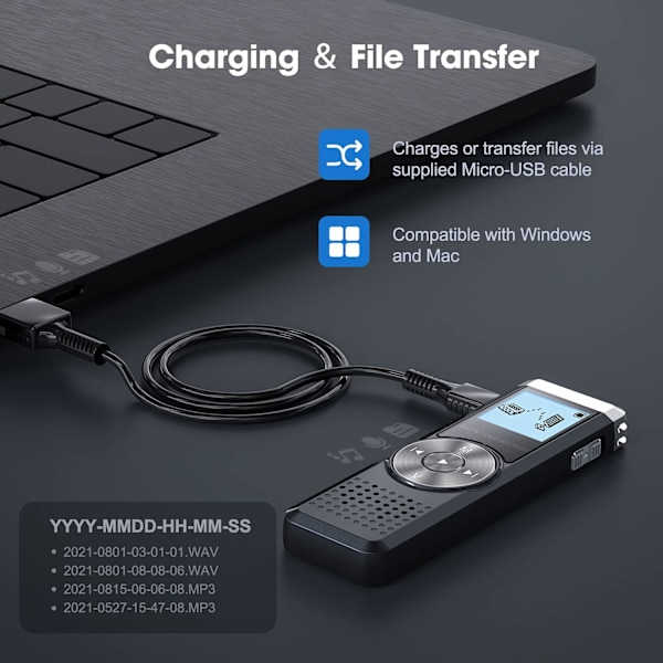 16 GB digital diktafon, diktafon röstinspelare uppladdningsbar ljudinspelare bärbar inspelare digital inspelare ljudinspelare för konferens/möte