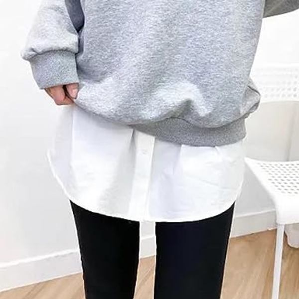 Mini (S) Nedre Sweep Skjorte Halv Lengde Skjørt Slit Falske Kvinner Lagdelt Justerbar Overlay Topp Skjorte Extenders for Kvinner Jente (Enkel Stil)