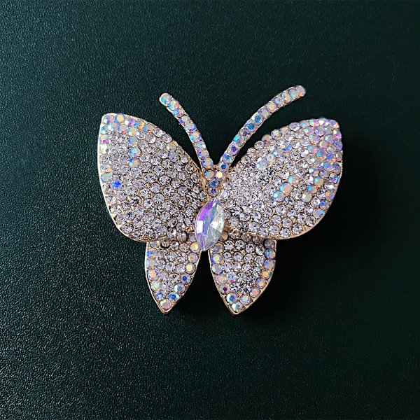 Svart fjäril strass brosch överdriven unisex