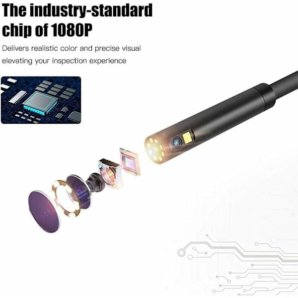Industrielt endoskop, to-hovedet endoskop inspektionskamera, dobbelt-linse digitalt endoskop 1080p HD, 4,3-tommer LCD-skærm, vandtæt IP67 (10m)