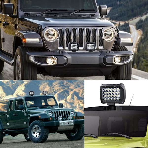 12V 144W 4'' LED Arbeidslys - IP67 Vanntett LED Spotlys for Bil Lastebil Traktor SUV Båt - Spot Flood LED Tåkelys 10 500lm (2 STK)