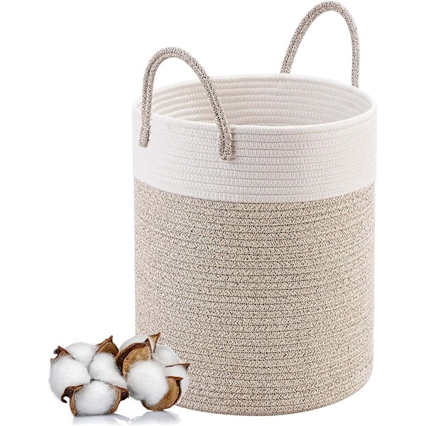 Stor sammenleggbar klesvaskurv med håndtak Oppbevaringskurv for leker Oppbevaringskurv med håndtak Håndlaget 46 x 38 cm