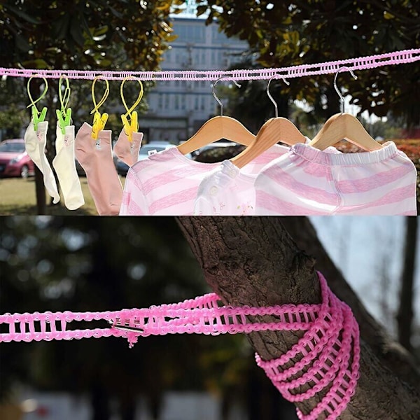 (3 stycken) Portabel tvättlina för utomhusbruk, 5 m / 16.4ft Nylon torklina för utomhuscamping, resor eller inomhusbruk i hemmet