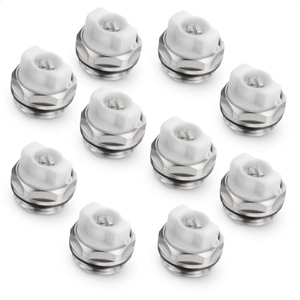 Sett med 10 manuelle radiatorlufteskruer - 1/2 \"