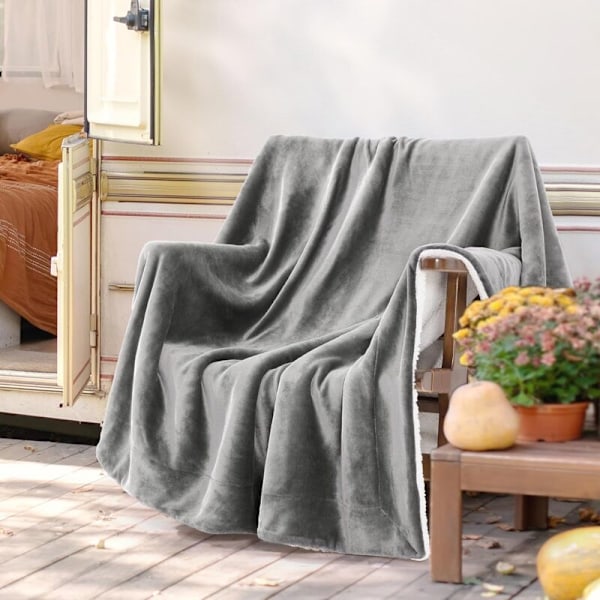180x200 cm fleecepledd, tykk Sherpa-plaid for sofa, varm og koselig fleece, perfekt vinterpledd, lett vedlikehold, Sherpa-plaid for komfort, ideell som