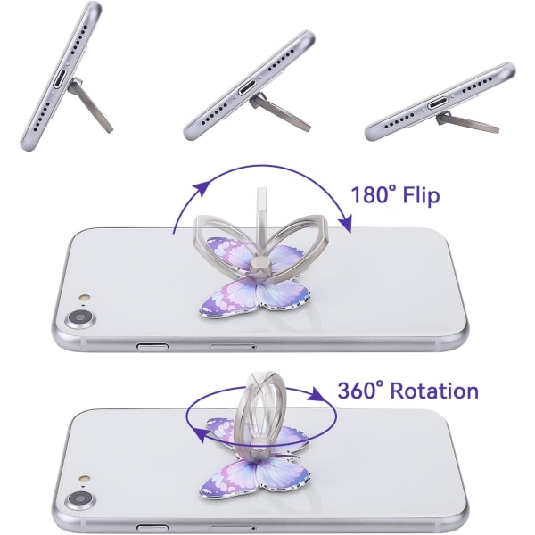 3-pack fjärilsformad telefonhållare - 360° rotationskompatibel w