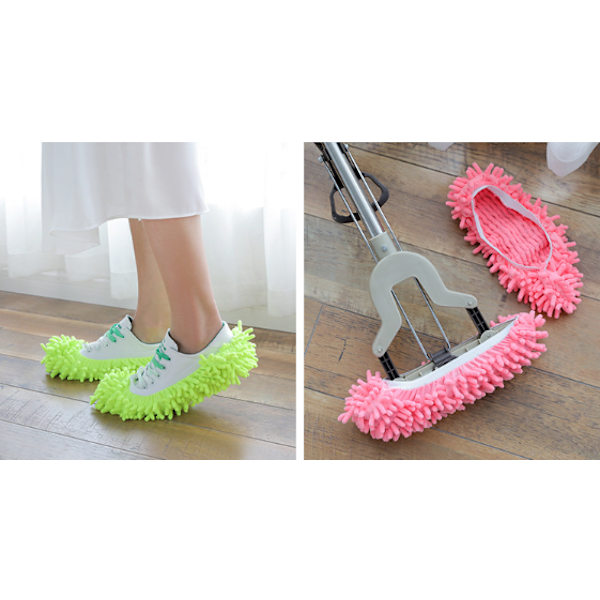 Orange Slippers Mop, 2 par genanvendelige skoovertræk, multifunktionelle mikrofiber støvmoppesko tøfler rengøringsslippermoppe til hjemmegulv vindue