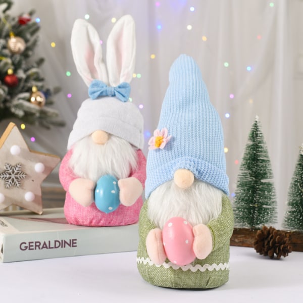 Påskhare Gnome Prydnader, Söta Herr och Fru Kanin Handgjorda Påsk Gnome Plysch Elf Prydnader, Vår Påsk Hem Bordsdekorationer