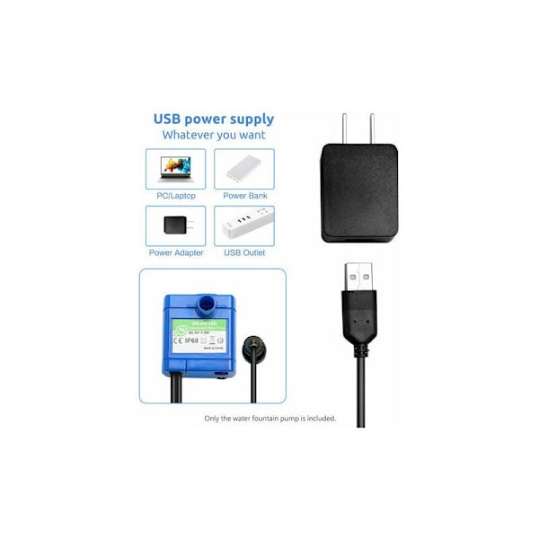 Vandfordelingspumpe til smarte kæledyr USB nedsænkbar pumpe uden lydløs børste, uden lys - uden lys