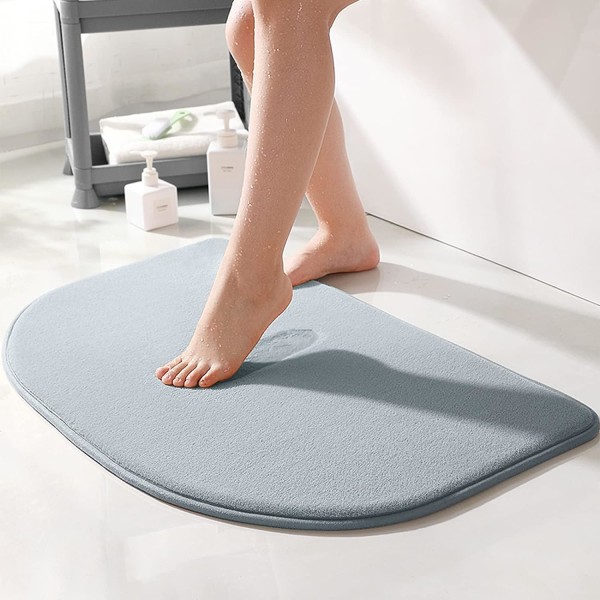 Semicircle Non-Slip Bath Mat, Bathroom Mat, Non-Slip Shower Mat for Bedroom and Bathroom, Soft and Comfortable 40x60cm, Gray