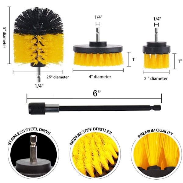 Elektrisk borstborste set 12 st 2\" 3,5\" 4\" Bil/matta/badrum skrubb rengöringsborste