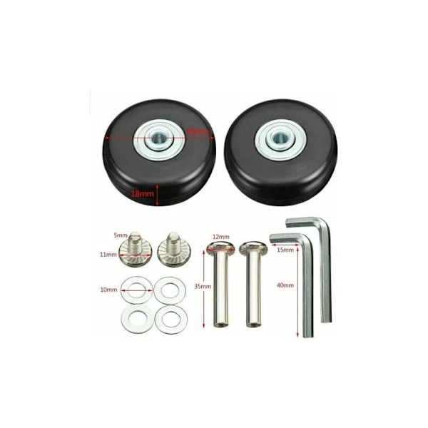 Udskiftningshjul til kuffert, trolley, 4 stk. 50mm, metal gummi Kit drejelejer sort sort reparation