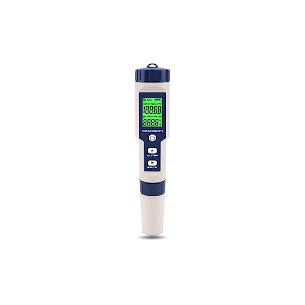 Vandkvalitetstester, bærbar 5 i 1 funktion kvalitetstest af digital vand pH/saltholdighed/temp/tds/ec meter til have hjemmelaboratorium